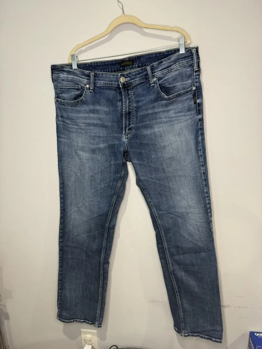 Silver Jeans Co Grayson Jeans Mens 42x32 Relaxed Straight Stretch Blue Denim